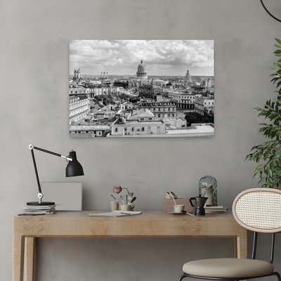1930, années 1940, vue, de, hôtel de capitole, bâtiment, horizon, havane, cuba, classique, rétro, rétro, art urbain tropical