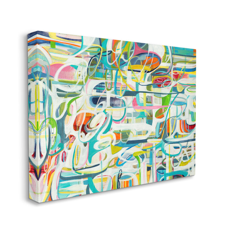 Mouvement courbe bleu et vert Chaos, Toile tendue, H 36 po x l 48 po