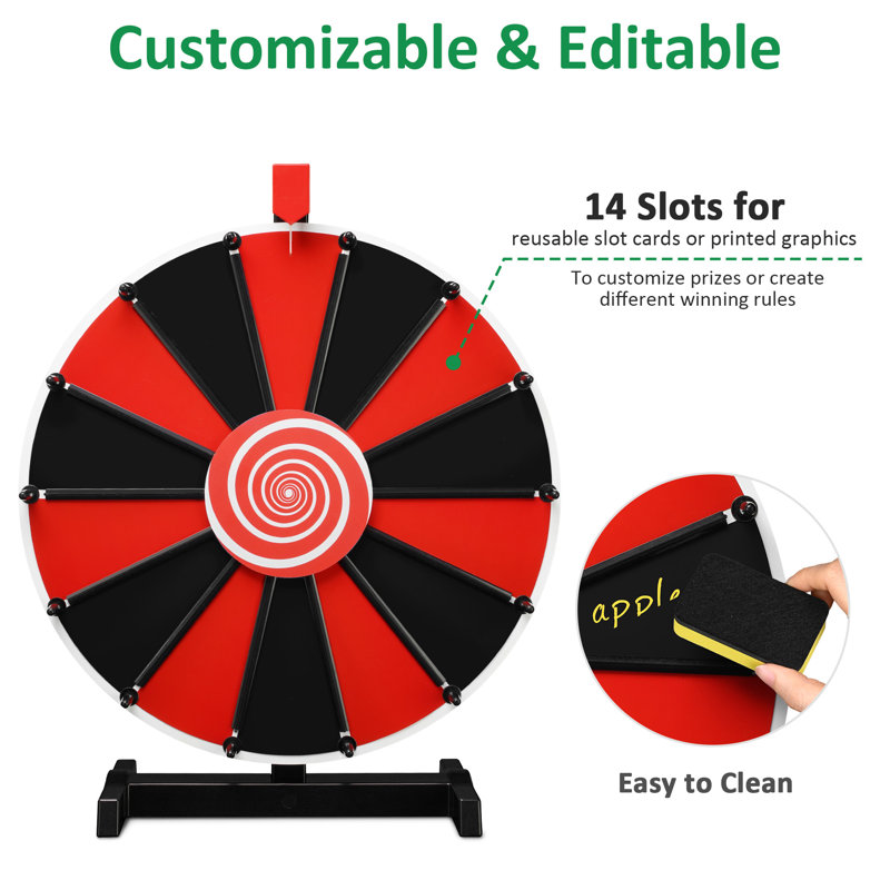 WinSpin  Prize Wheel DIY Insertable Tabletop Spinning Wheel Fortune Design Carnival Spin Game, 27.56" H x 23.6" W x 15.16" D
