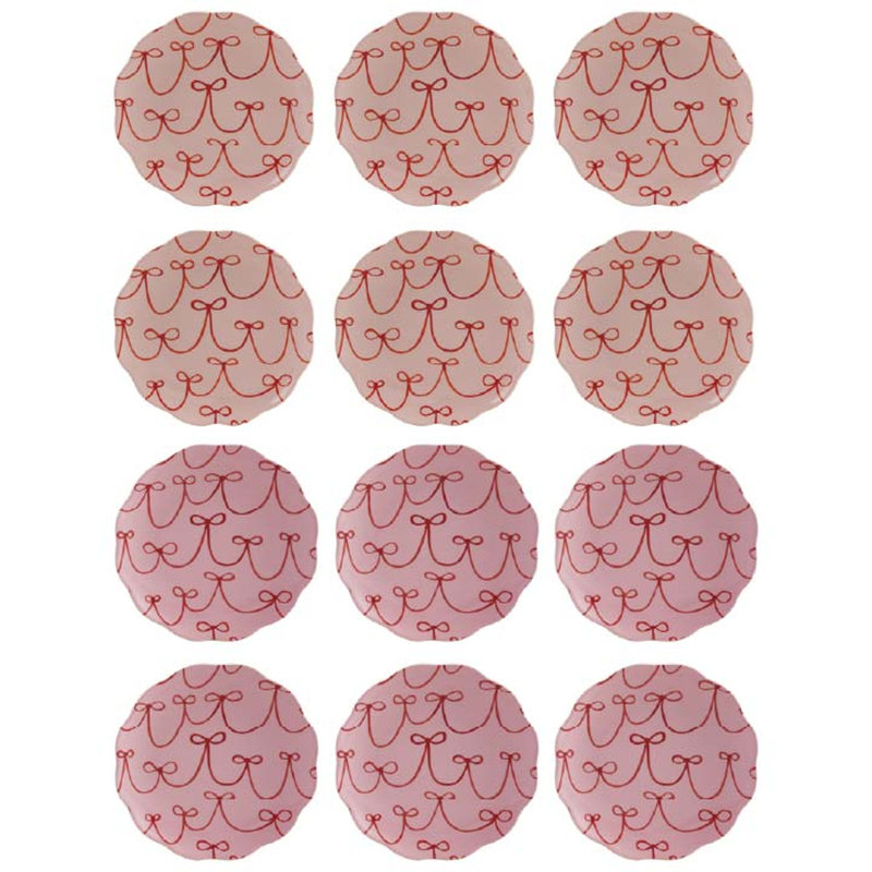 Scalloped Stoneware Plate With Artisan Bow Motif