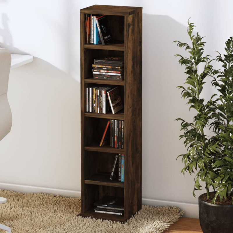 CD Cabinet Engineered Wood Storage Organizer Shelf Cabinet, Smoked Oak
