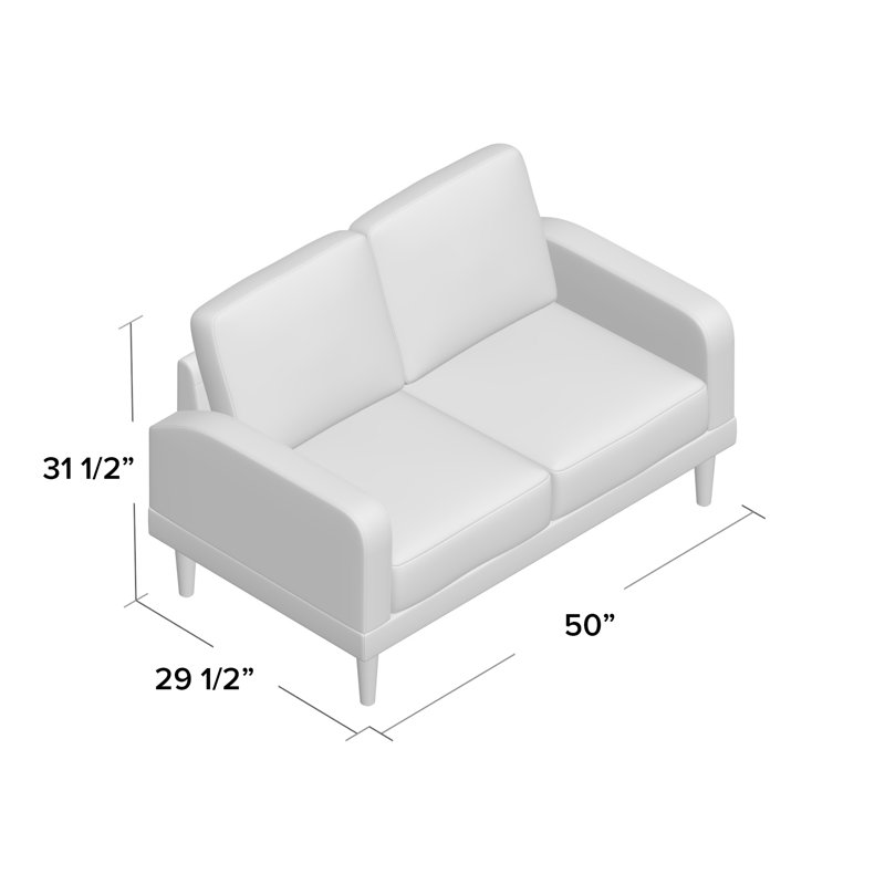Causeuse à accoudoirs carrés 50 po Coffield, Polyester gris foncé