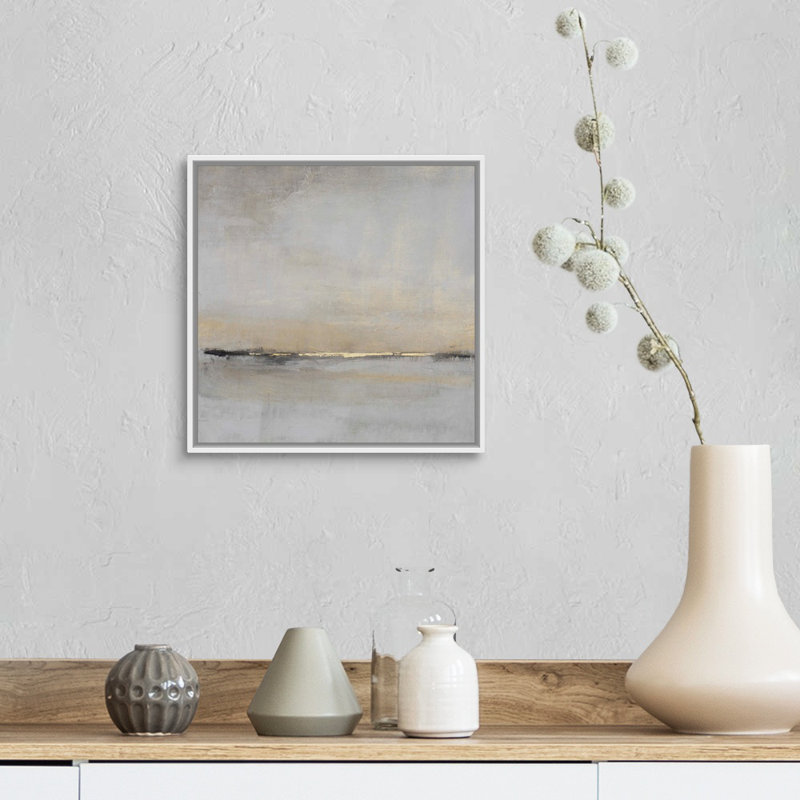 «Horizontal Flow II» par Tim O'Toole - Peinture sur toile, Toile avec cadre photo, H 14 po x l 14 po, Blanc
