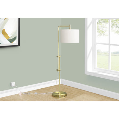 Lampe sur pied contemporaine en métal laiton, H 63 po, avec abat-jour crème ivoire | Idée cadeau