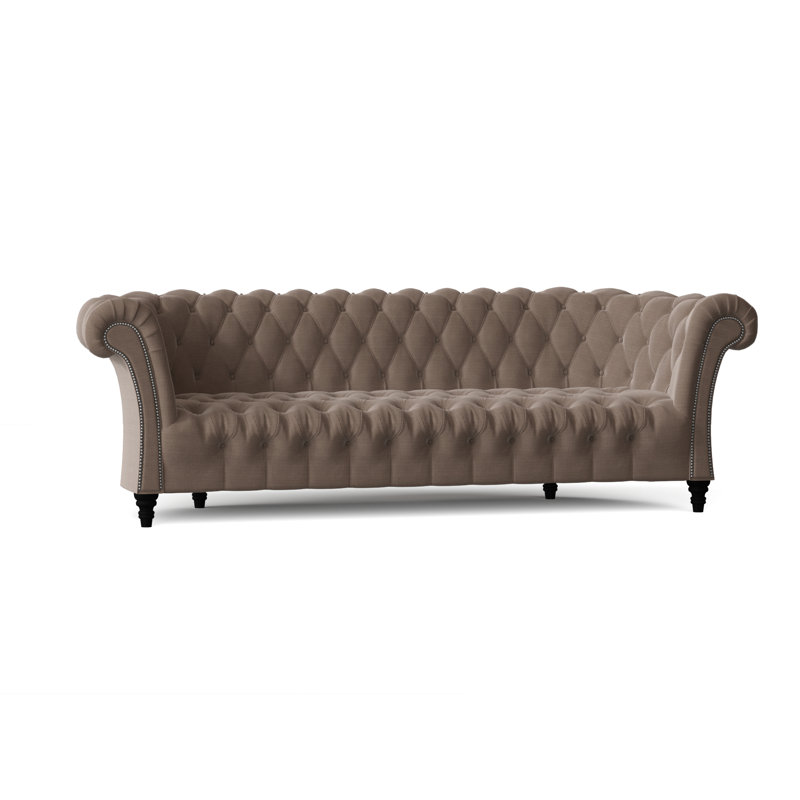 Canapé Chesterfield à accoudoirs roulés, Dauphin, Noir, 72 pouces