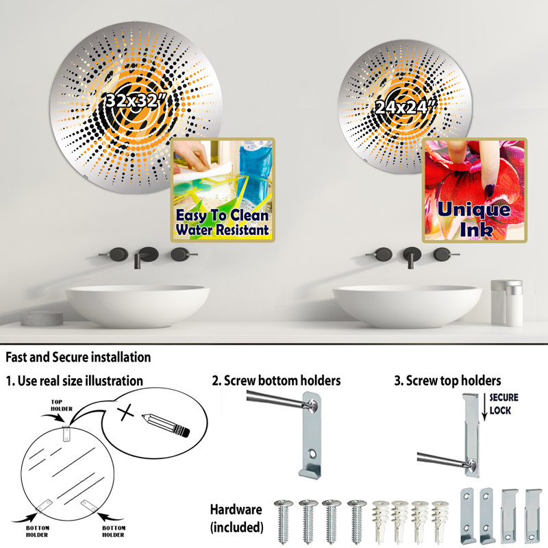 Miroir mural Modern, 23,6 po x 23,6 po
