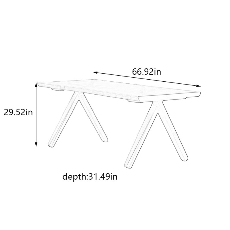 Table de salle à manger simple Log, H 29,52 po x L 66,92 po x l 31,49 po