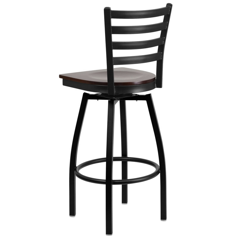 Lomonaco Swivel Counter Stool with Metal Frame, Walnut
