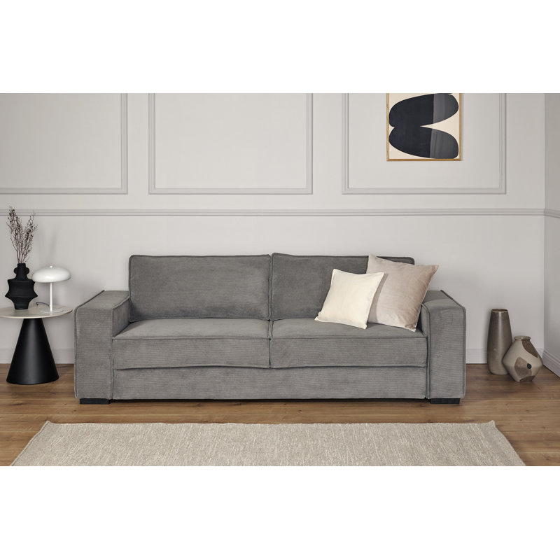 Charee 3 Seater Corduroy Fabric Sofa, Grey