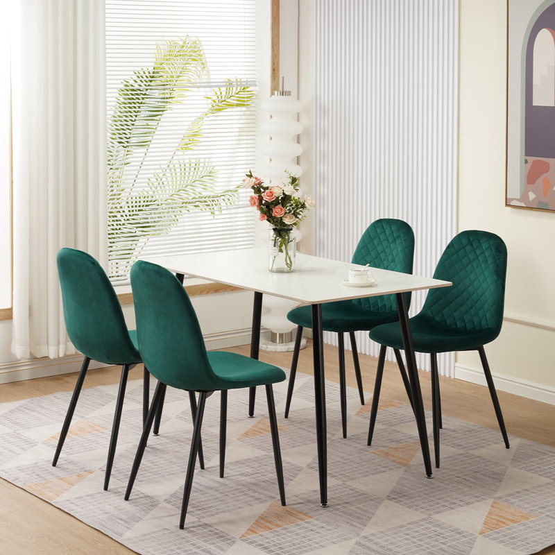 Ademar 46cm H Velvet Upholstered Metal Side Chair in Green, 4