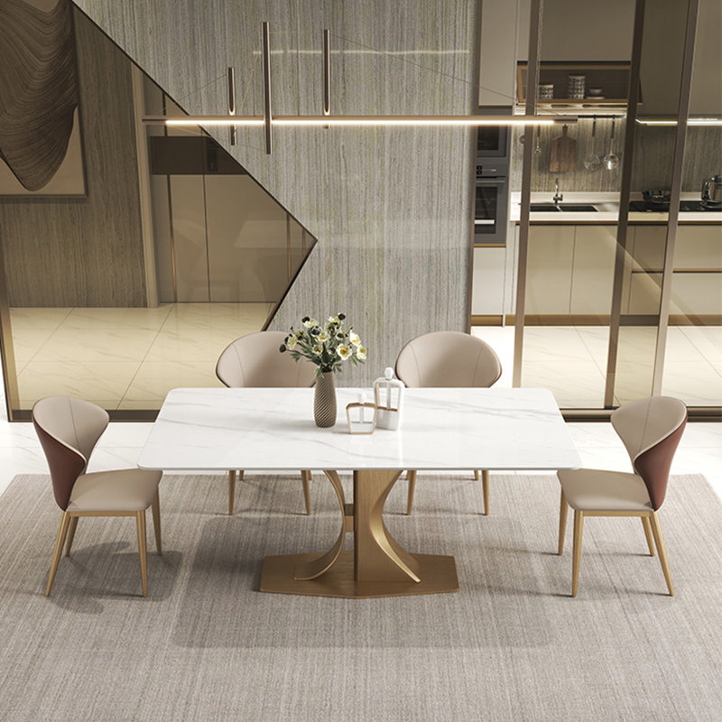 High-end simple rectangular dining table set, 29.5"H x 55.1"L x 31.5"W