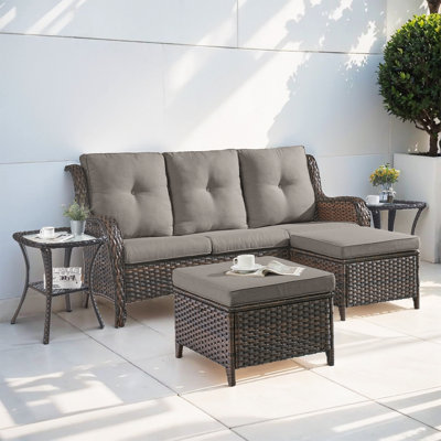 Bonia Wicker 3 - Person Patio Conversation Set with Cushions