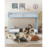 Twin Over Twin Bunk Bed - Lifesky Metal Low Profile Bunkbed With Side Ladder