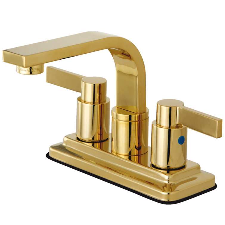 Kingston Brass NuvoFusion Two-Handle 2-Hole Deck Mount 4" Centerset Bathroom Faucet with Push Pop-Up