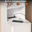 Table de chevet de 47 po de hauteur avec station de charge, table d'appoint étroite avec bibliothèque, table de chevet moderne pour la chambre à coucher, blanc-2049743260