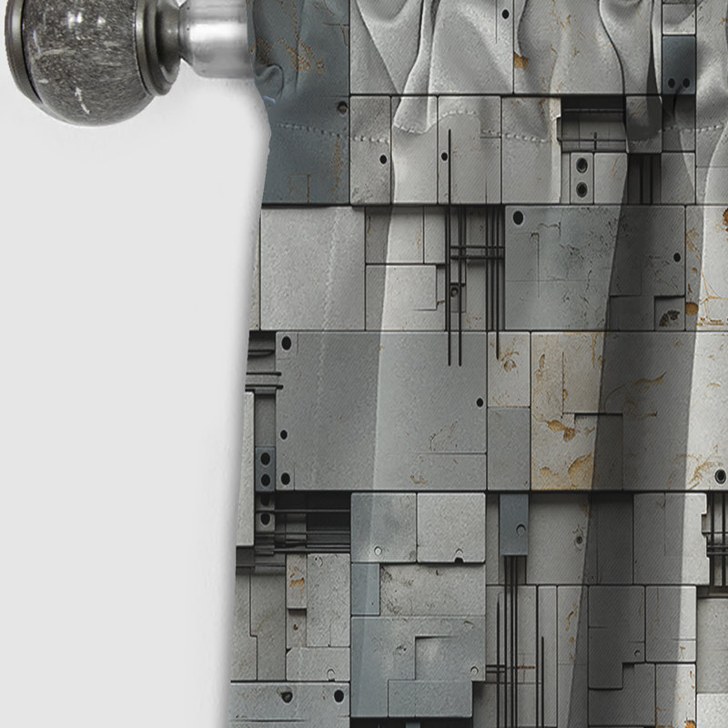 Industrial Harmony I - Abstract Curtain - Blackout Geometric Shapes Curtain - 1 Panels, 52" W x 95" L