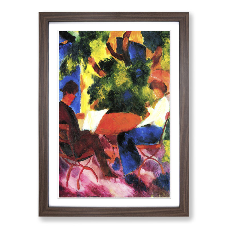 At the Garden Table by August Macke - Picture Frame Painting, Walnut Framed, 36cm H x 27cm W x 2cm D