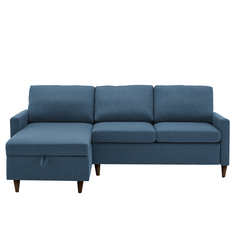 Canapé et méridienne réversible de 88 po de largeur Debrah, Mélange de polyester bleu marine