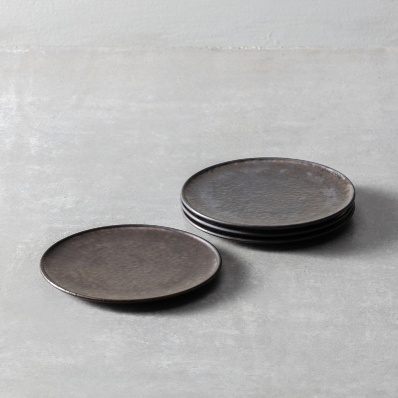 Fortessa Nivo Stoneware, 8.7"  Salad Plate (Set of 4), Mettalic, Metallic