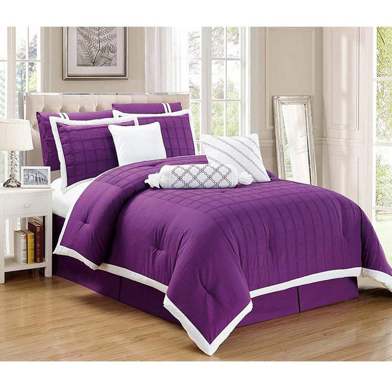 Dana Traditional Comforter, KingFull Comforter + 8 Additional Pieces, Purple