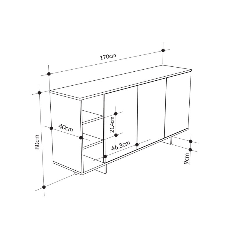 170cm Console Table, Natural Oak/Silk Grey Black