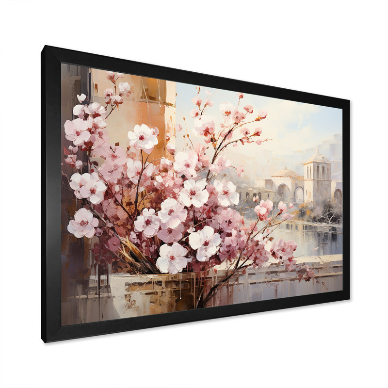 Sprintime Empire romain paysage 1 - Italie, art mural, Cadre d'angle fermé noir, H 30 po x l 40 po x P 1,5 po