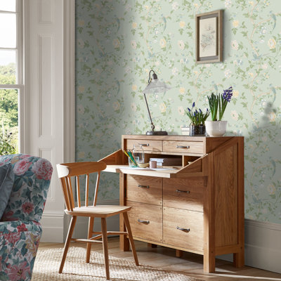 Laura Ashley Summer Palace Eau de Nil Removable Wallpaper
