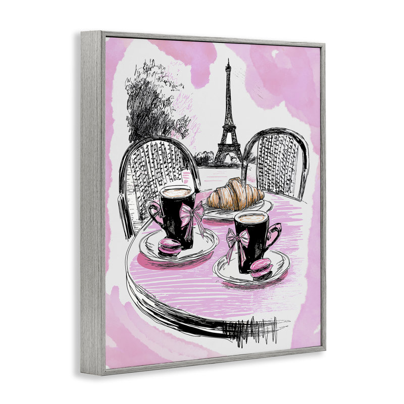 Giclée encadrée rose, Paris, par Jess Stempel, H 14 po x l 11 po, Giclée de ferme grise encadrée