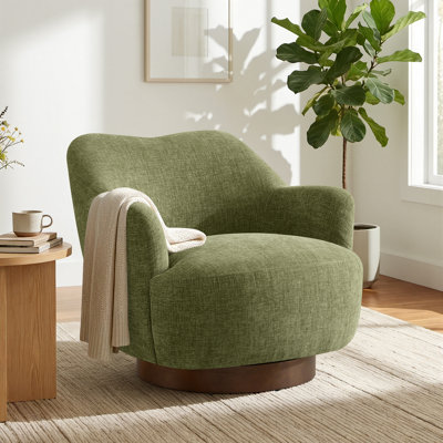 30.7"Swivel Accent Chair with 360° Rotation and Camel Back Design