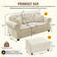 Canapé Chesterfield rembourré en velours avec garniture cloutée et accoudoirs roulés, canapé de style Mid-Century moderne capitonné, comprenant 2 coussins (2 repose-pieds)-840031673