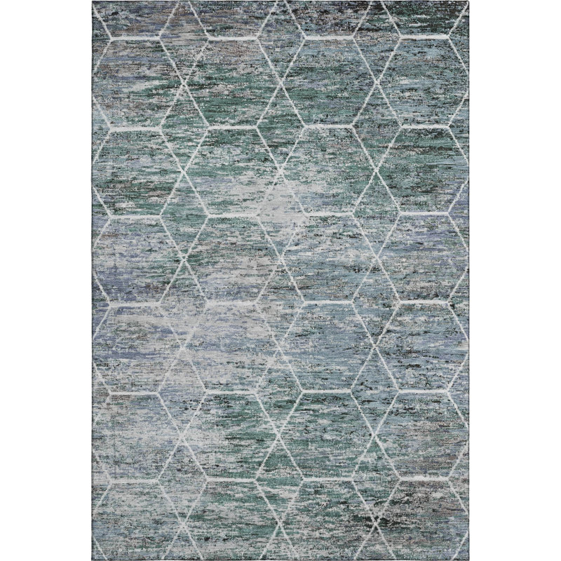 Tapis géométrique de qualité supérieure lavable à la machine AMF1724, Rectangle 5 pi x 7 pi 6 po