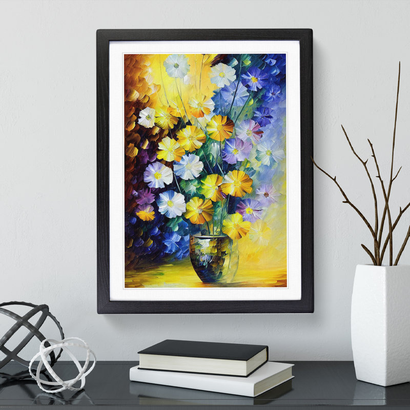 Flowers Within A Vase No.1 - Single Picture Frame Painting, Black, 64cm H x 46cm W x 2cm D