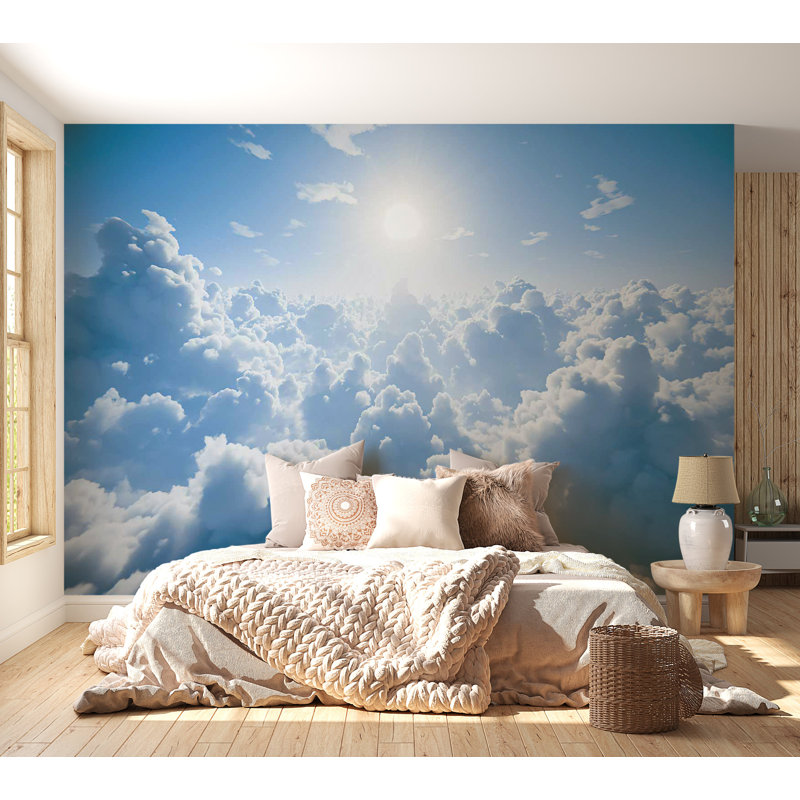 Murale paysage pelez et collez - Rayons de soleil chauds, L 82 po x l 115 po