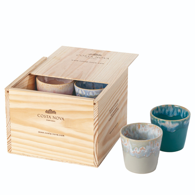 Grespresso Stoneware Espresso Cup, Pink/White/Aqua