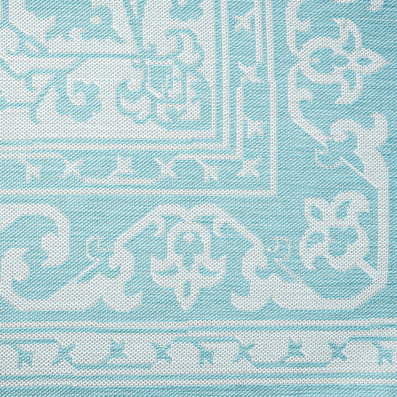 Tapis oriental intérieur / extérieur turquoise Meghan, Rectangle 7 pi 11 po x 10 pi 3 po