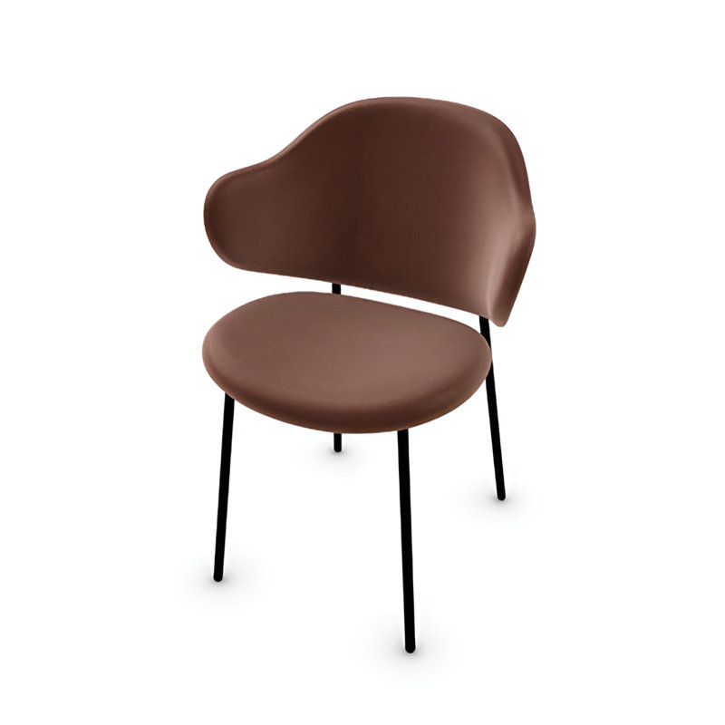 Holly Upholstered Armchair with Metal Frame, Matt Black, Tobacco