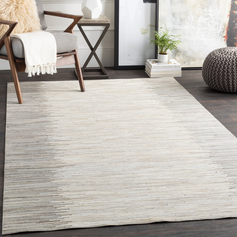 Leather Geometric Area Rug, Rectangle 8' x 10'