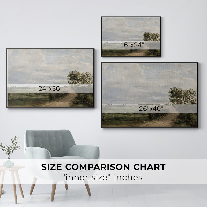 Paysage rétro - DCCLXII - reproduction sur toile flottante, Noir, H 27 po x l 41 po