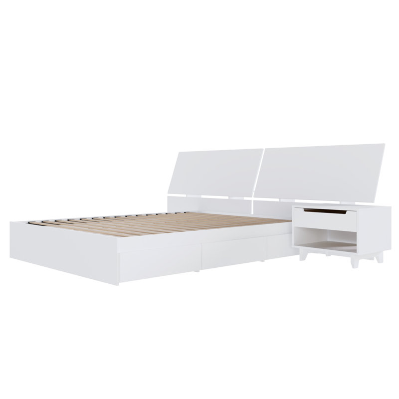 Ensemble de chambre avec grand lit réversible 3 pièces Marvelle, Blanc