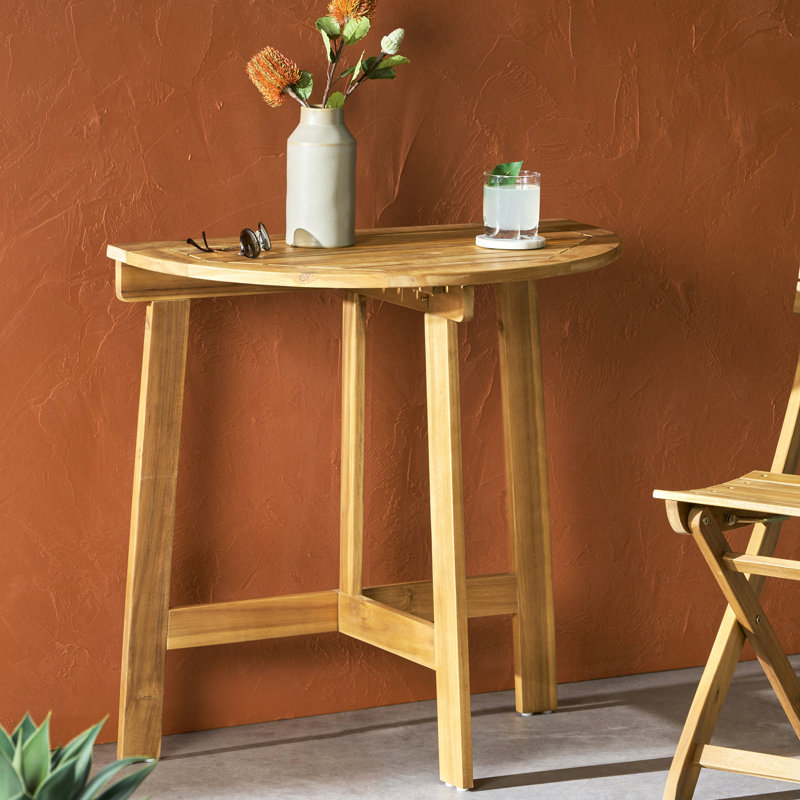 Table bistro semi-ronde en bois, pliable avec charisme naturel