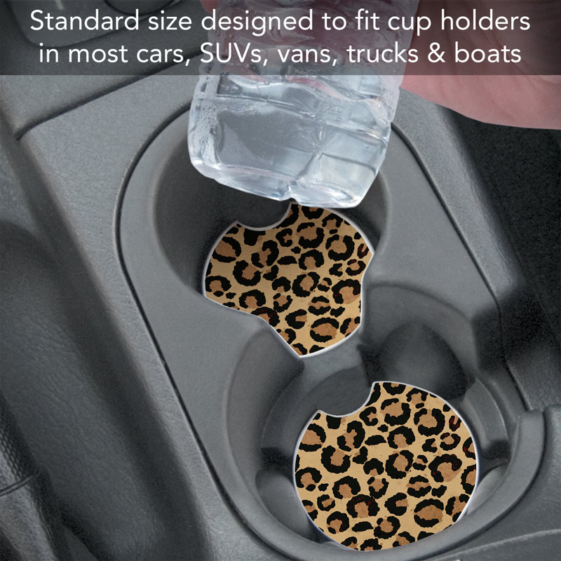 Leopard Print 2 Pack Stone Car Coasters