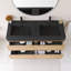 Meuble-lavabo mural 48 po avec lavabo à surface solide noir-475304356