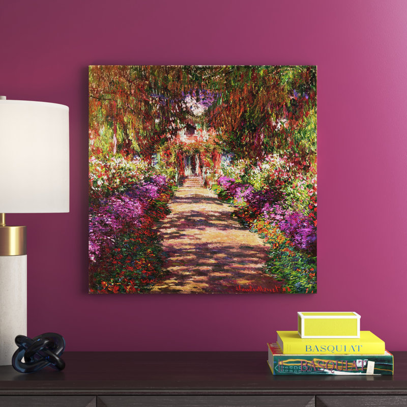 A Pathway In Monets Garden, Giverny, 1902 by Claude Monet - Print on Canvas, 45.72 cm H x 45.72 cm W x 1.91 cm D, No Frame