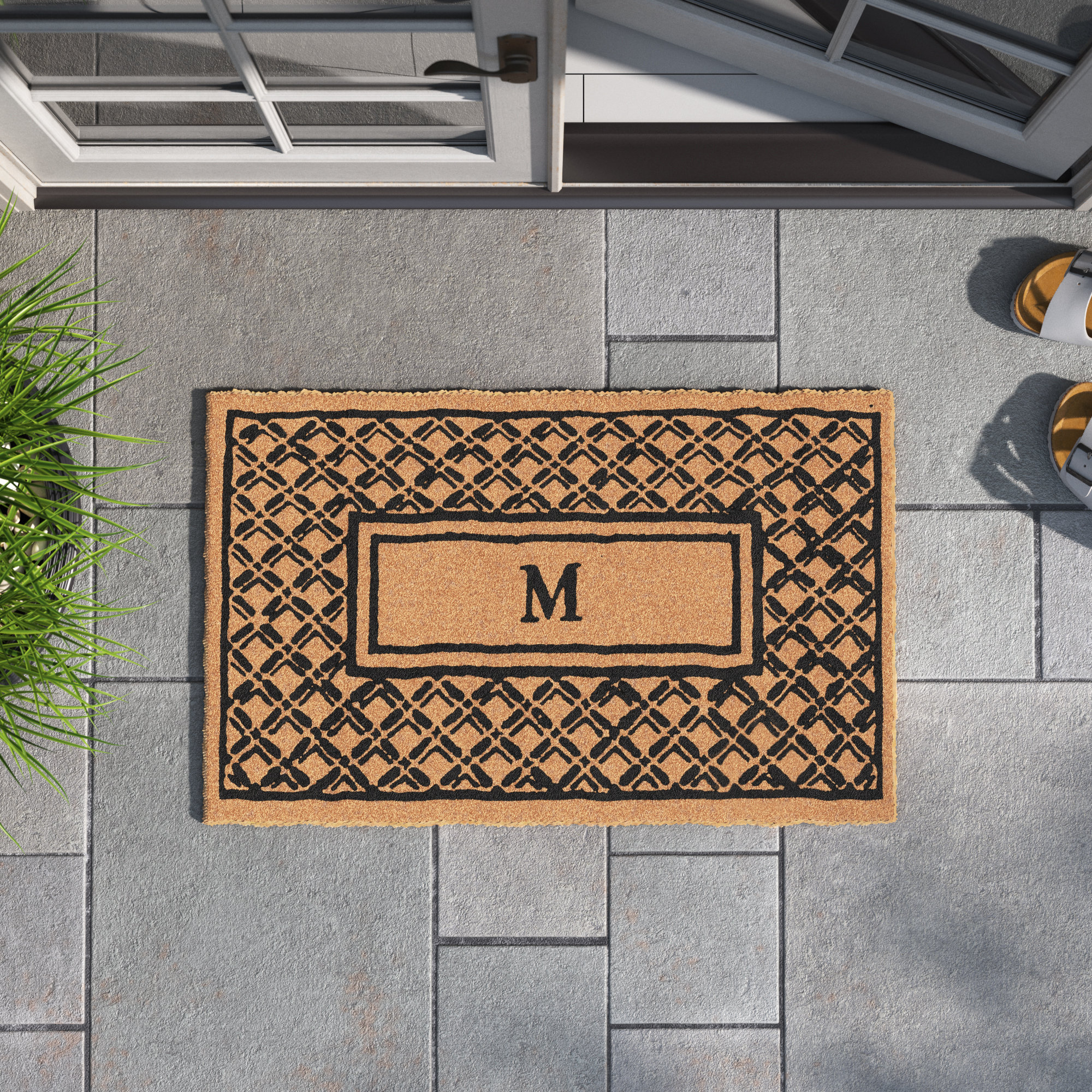 Belamy Monogrammed Welcome Outdoor Doo Mat, 2'6" x 4', M