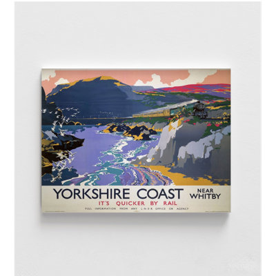 Affiche de Yorkshire par rail, rétro train Decor, impression d'affiche rétro de chemin de fer, idée de cadeau d'anniversaire d'amoureux de train encadrée, art mural homme des cavernes
