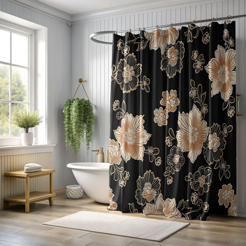 Fabric Blossoms - Rideau de douche Premium, H 74 po x l 71 po