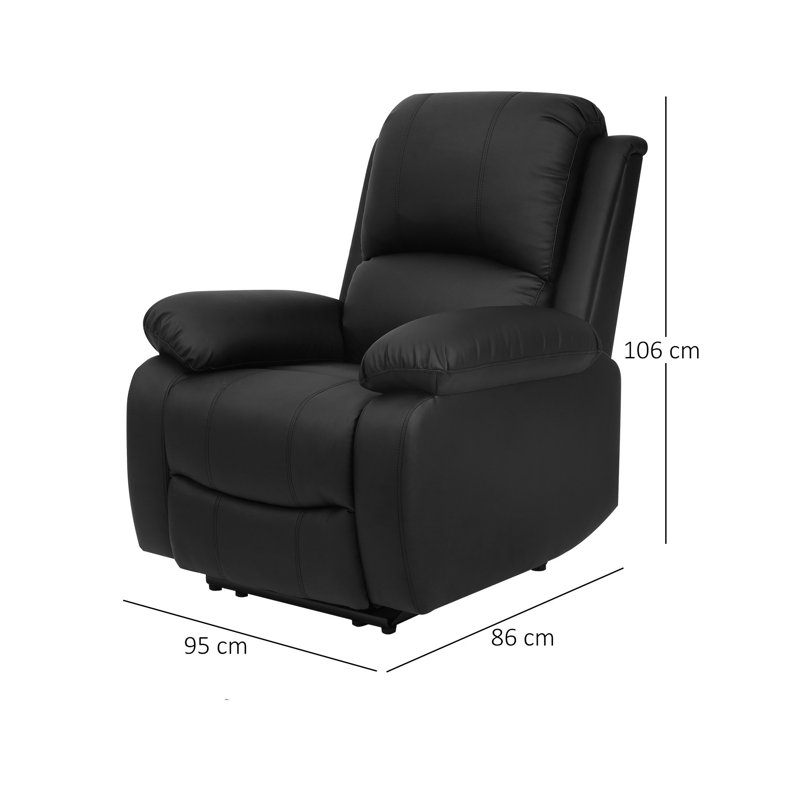 Kyilaa Vegan Leather Reclining Chair, Black Faux Leather