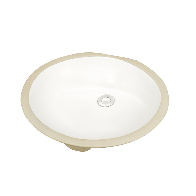 Dekorman 16.4'' White Ceramic Oval Bathroom Sink with Overflow