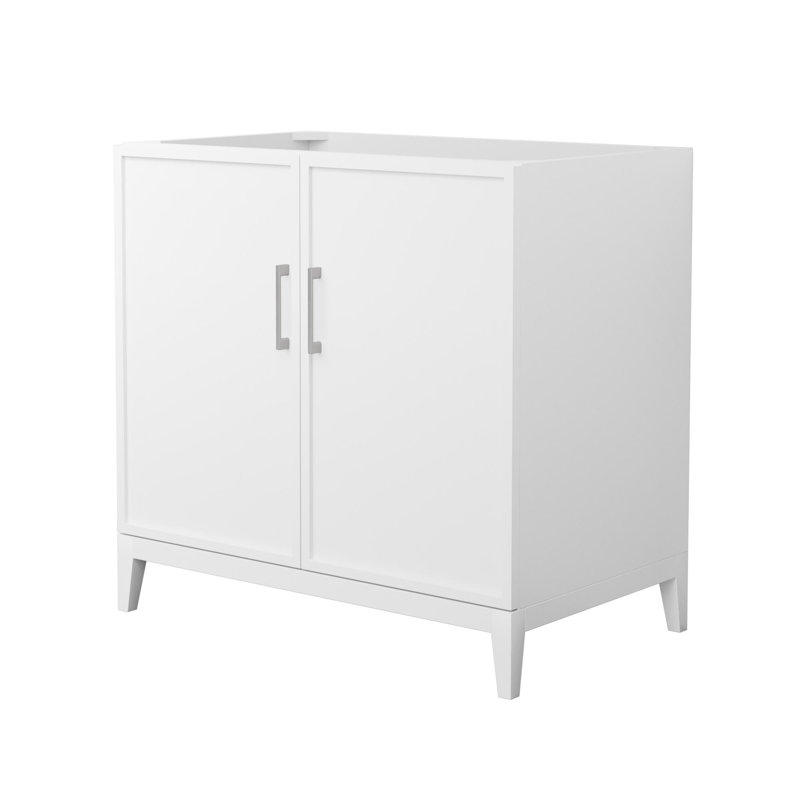 Base de meuble-lavabo simple 35 po Elan seulement, Blanc / nickel brossé