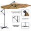 Parasol solaire d'extérieur 10 pi - Taupe Cadre à griffes, base thermolaquée de patio à 32 lumières écoénergétique, pavillon résistant aux intempéries, résistance à la décoloration